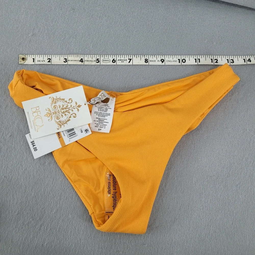 BECCA Ribbed Underwire Bikini Womens Small Orange Lace Up Back - NWT